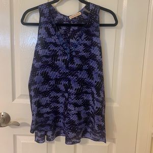 100% silk sleeveless blue blouse by Rebecca Taylor